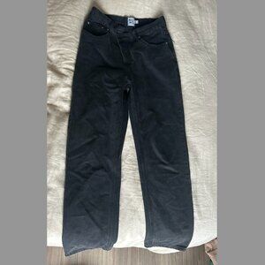 Princess Polly Black Denim Jeans with Crossover Asymmetrical button up